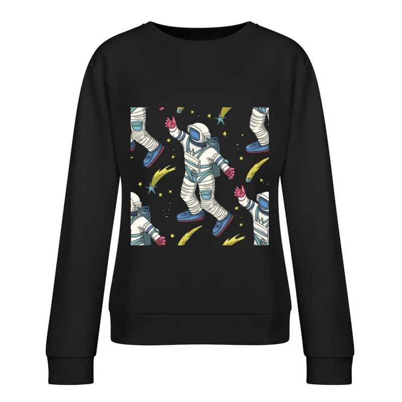 Astronautenmuster mit Sternschnuppen Damen Pullover Sweatshirt