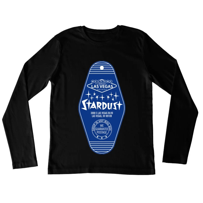 Vintage Stardust Las Vegas Hotel Blue Key Tag Design Female Long Sleeve T-Shirt