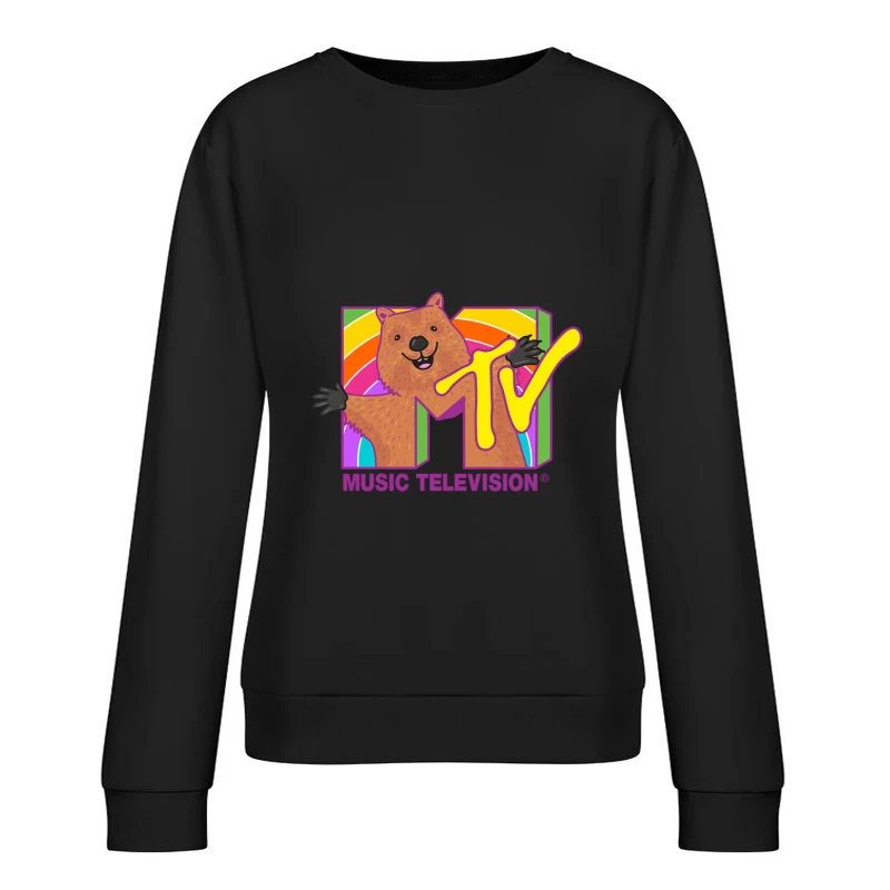 Kreatives MTV-Logo mit Bär und Regenbogen Damen Pullover Sweatshirt