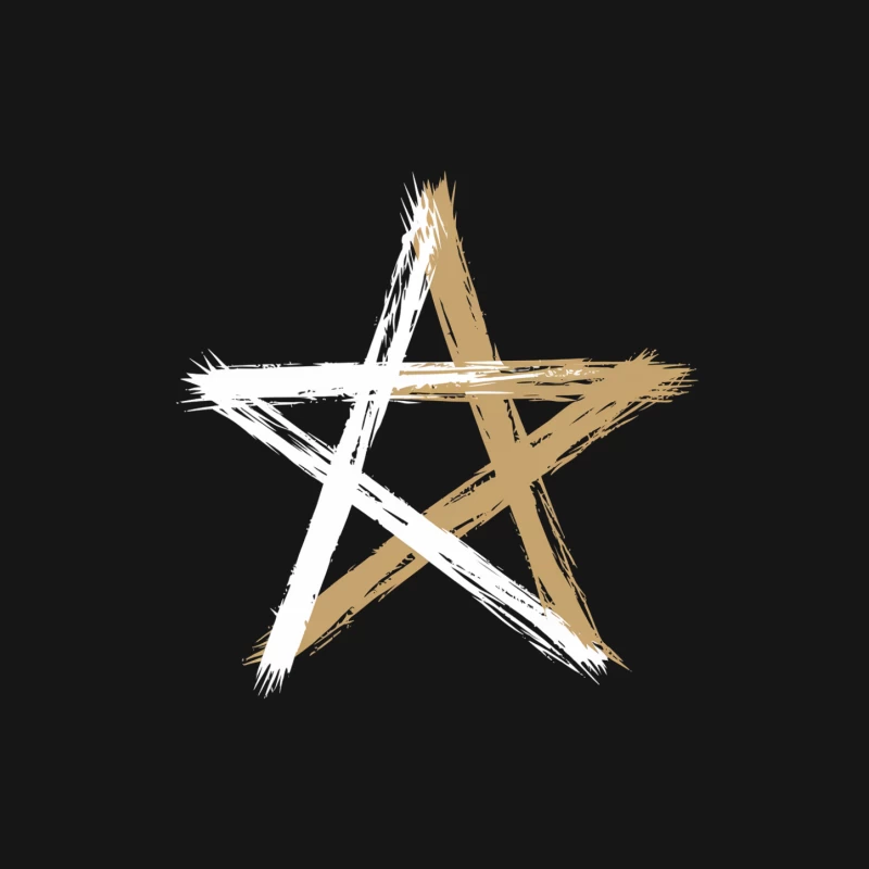 Gold and White Minimalist Brush Stroke Star Male T-Shirt