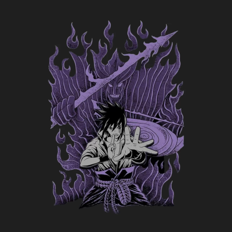 Ninja mit Susanoo und lila Flammen Herren Tanktops