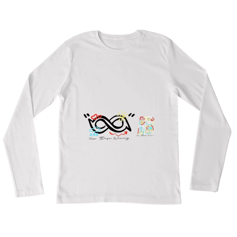 Logo artistico giocoso con simboli meteorologici e cuori Maglietta maniche lunghe Donna