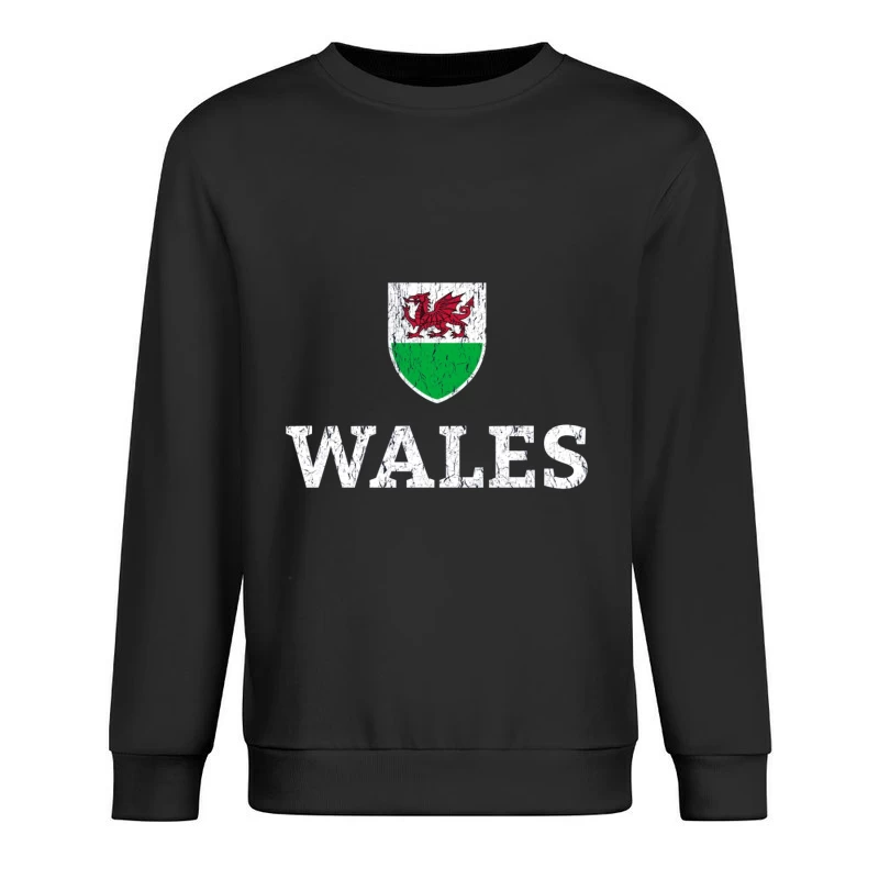 Welsh Dragon Shield with Distressed Text Design Male Pullover Sweatshirt