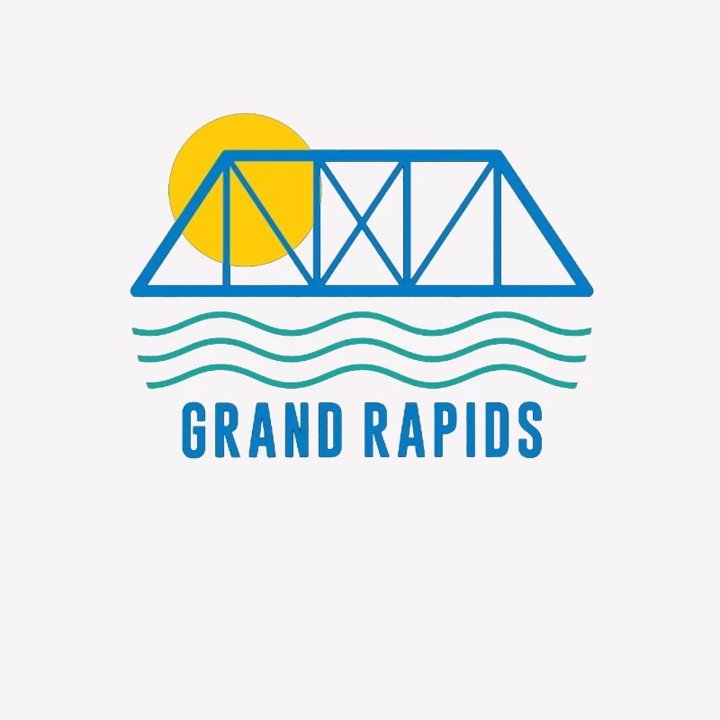 Grand Rapids City Logo with Bridge and Water Design Male T-Shirt