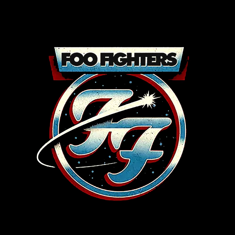 Foo Fighters Classic Circular Band Logo in Red and Blue Tapestry