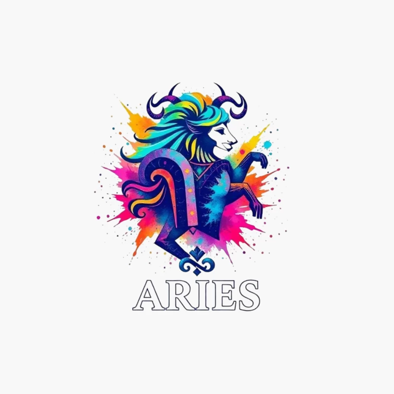 Colorful Aries Zodiac Illustration Cotton Tote Bag