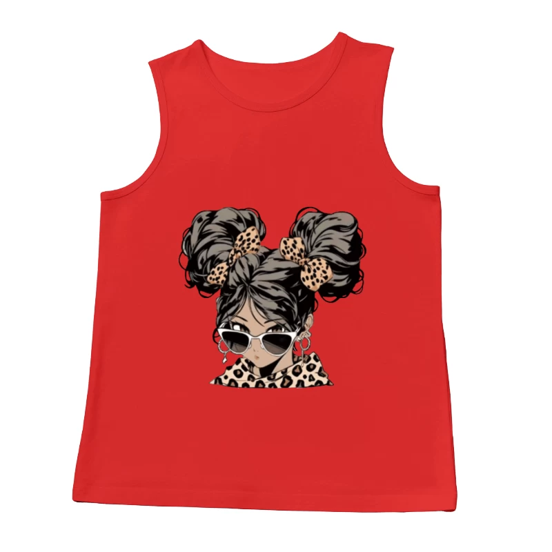 Modische Anime-Figur mit Leopardenmuster-Accessoires Herren Tanktops