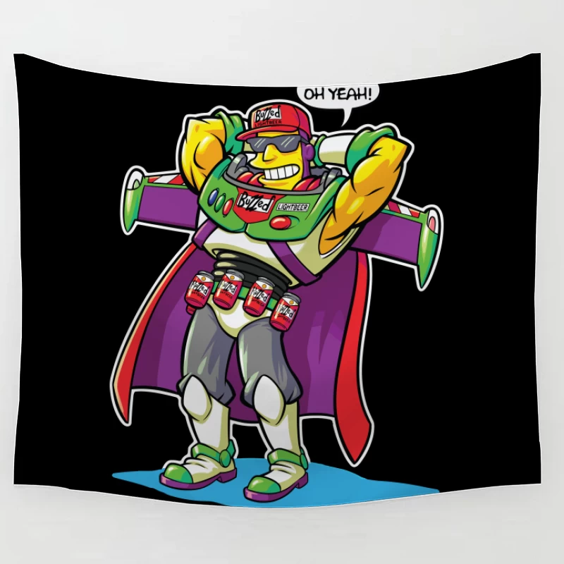 Parody Superhero Character with Drinking Theme Tapestry