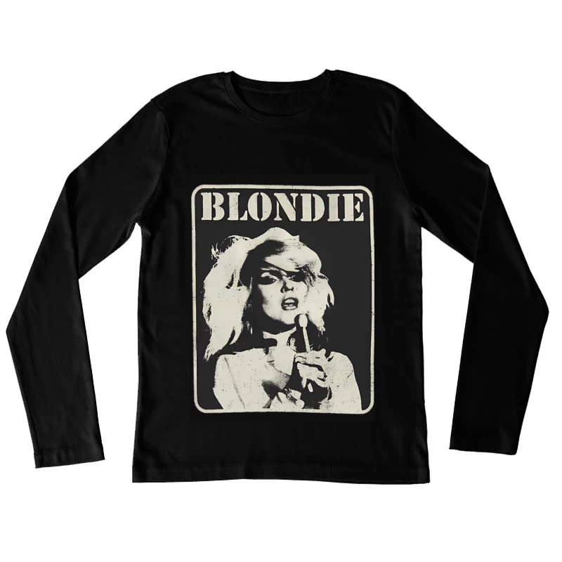 Vintage Black and White Blondie Band Promotional Poster Female Long Sleeve T-Shirt