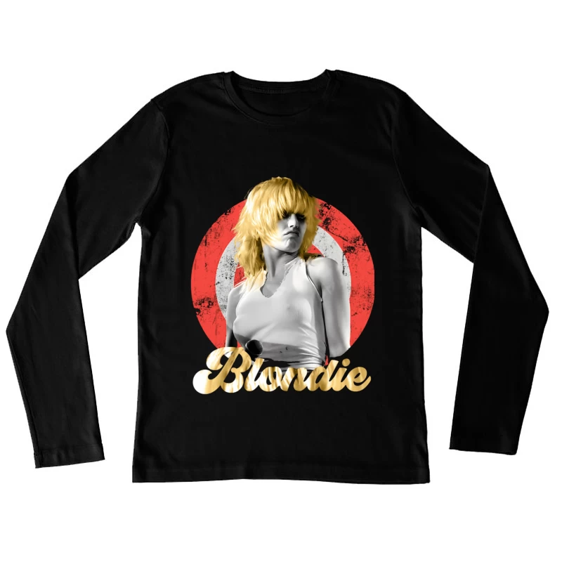 Stylized Music Portrait with Red Circle Backdrop Female Long Sleeve T-Shirt