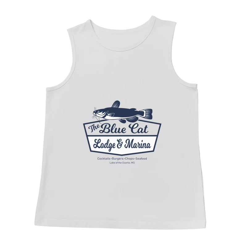 Blue Cat Lodge & Marina Restaurant Logo at Lake of the Ozarks Male Tank Top