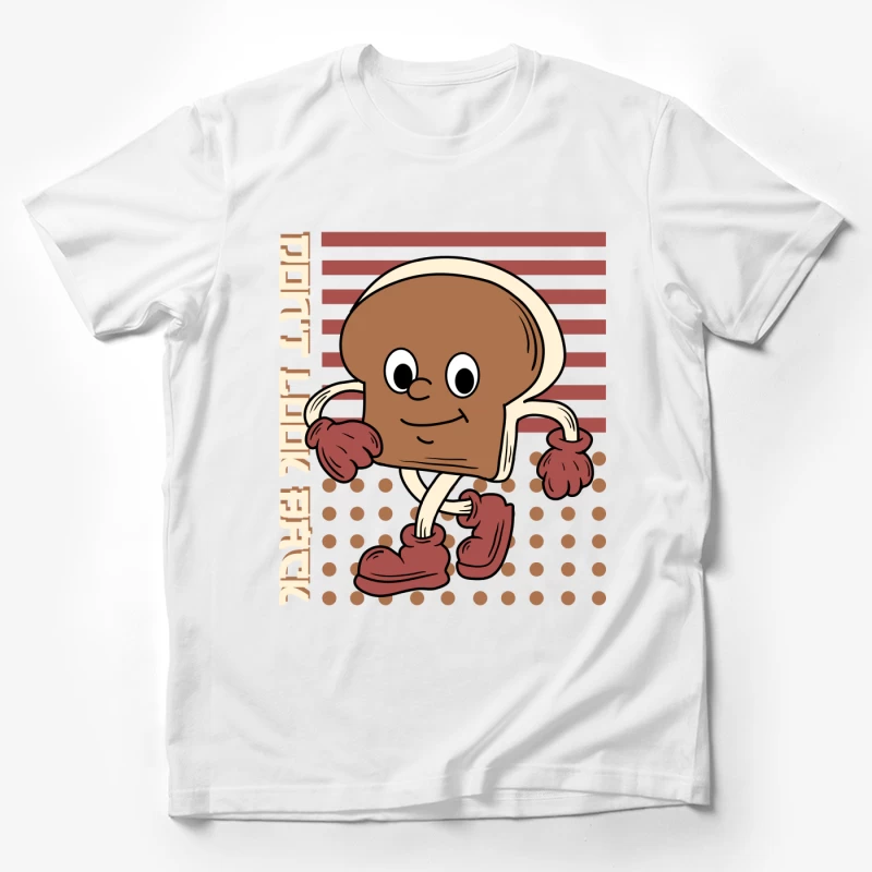 Cheerful Walking Bread Character Male T-Shirt