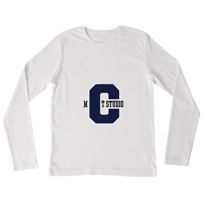 Blaues Buchstabe C Logo Damen Langarm T-Shirt