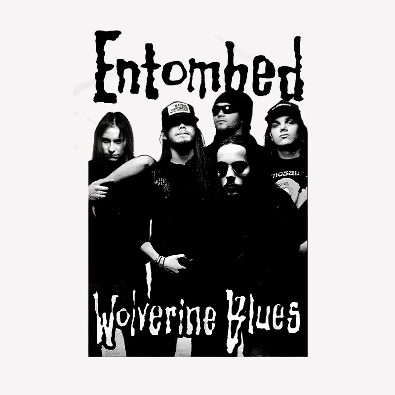 Entombed Wolverine Blues Black White Male T-Shirt