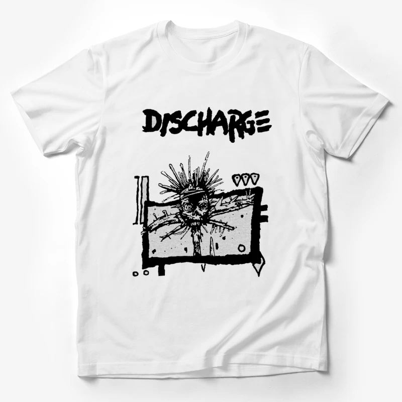 Discharge Punk Band Skull Logo Artwork Male T-Shirt