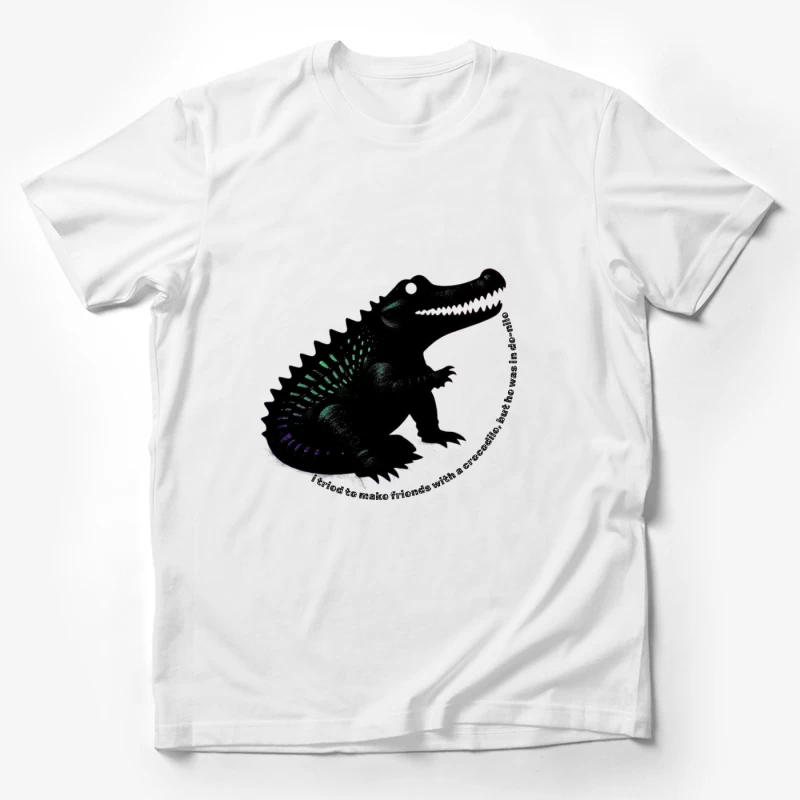 Friendly Black Dinosaur Silhouette with Friendship Quote Male T-Shirt