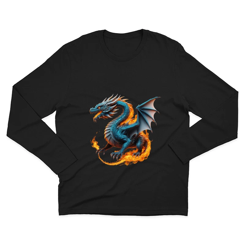 Mythical Fire-Breathing Dragon Male Long Sleeve T-Shirt