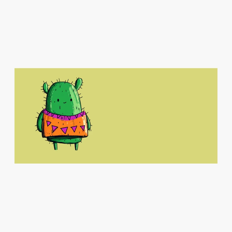 Cute Cartoon Cactus with Orange Geometric Pattern Coffee Mug
