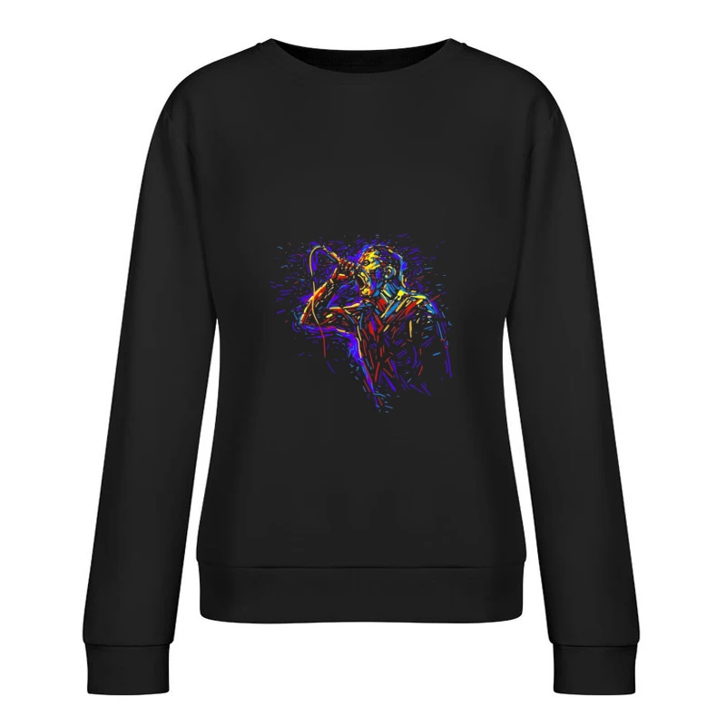 Colorful Abstract Singer Illustration Female Pullover Sweatshirt