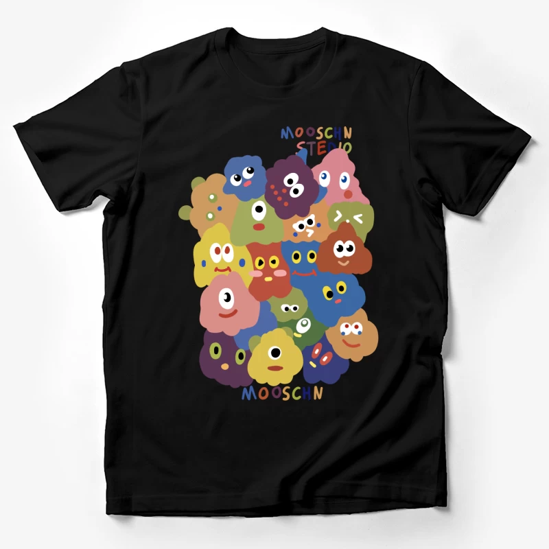 Bunte Cartoon-Gesichter Collage Herren T-Shirt