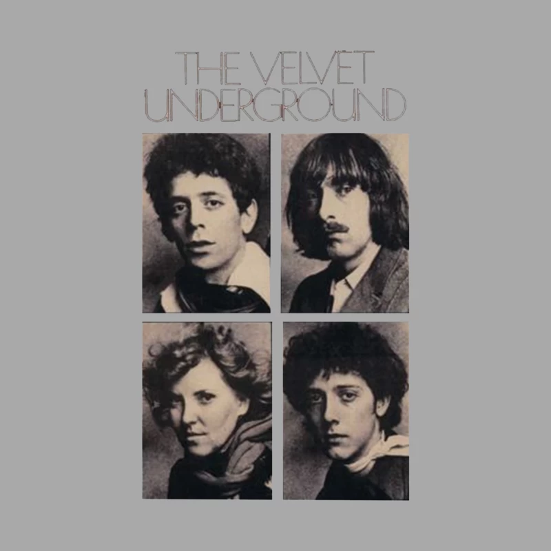 Vintage Black and White Portrait Collection of The Velvet Underground Band Members Male Pullover Hoodie