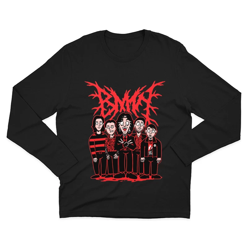 Gothic Rock Band Cartoon in Red and Black Style Male Long Sleeve T-Shirt