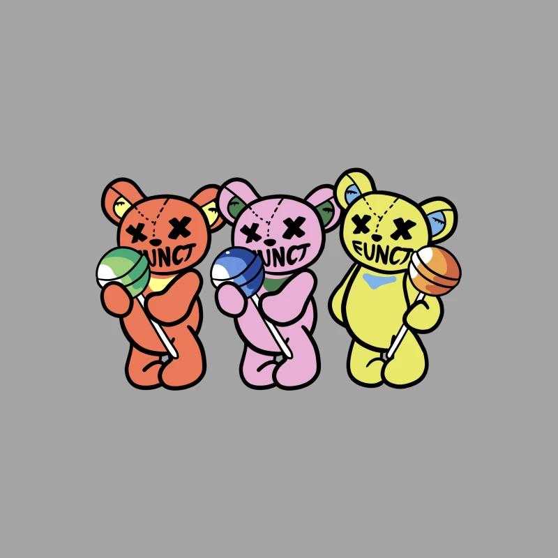 Bunte Teddybären mit Lutschern Damen T-Shirt