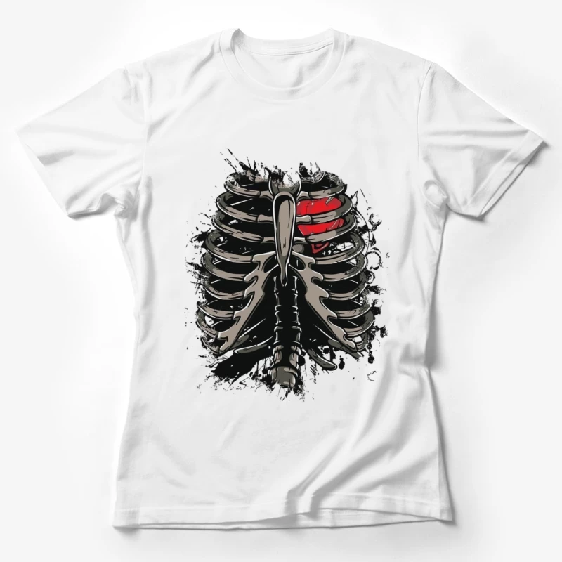 Anatomical Illustration of a Skeleton with a Heart Female T-Shirt