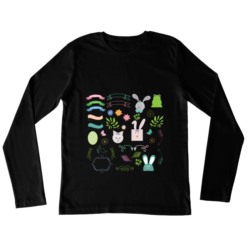 Éléments Printaniers Colorés Femme Manches Longues T-Shirt