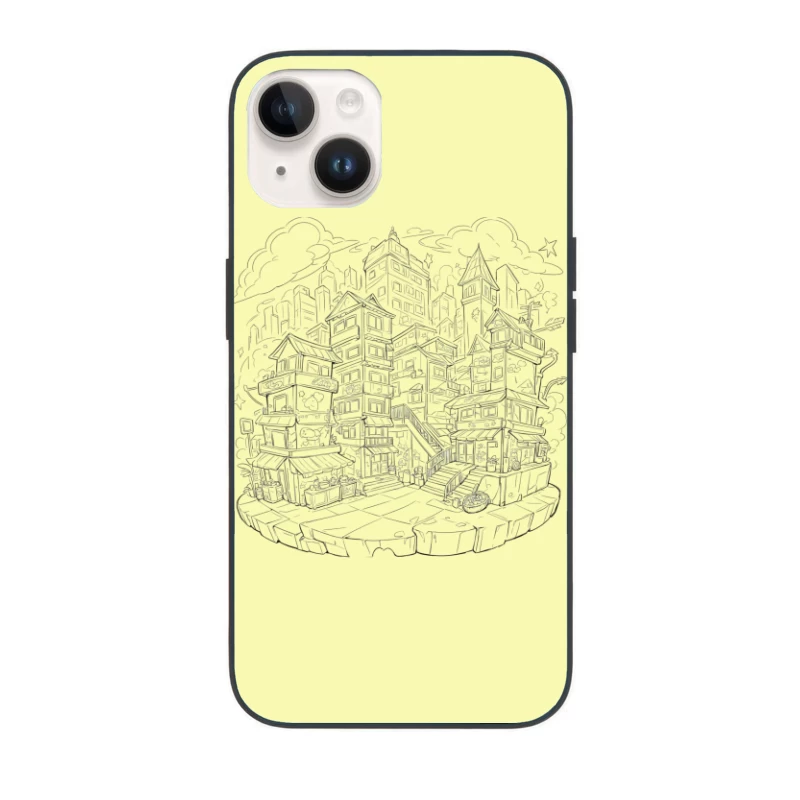 Fantasy Cityscape Illustration iPhone Case