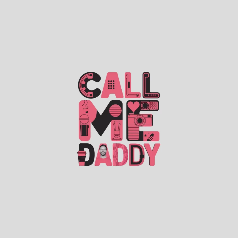 Retro Pink Typography: Call Me Daddy Phone Design Baseball Cap