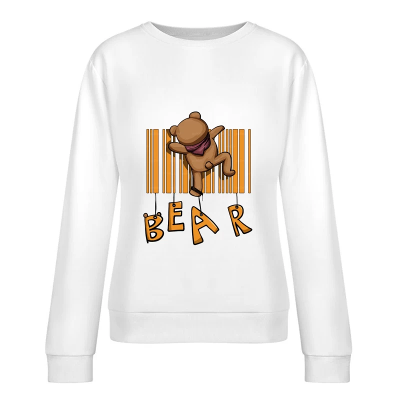Teddybär auf Barcode Hintergrund Damen Pullover Sweatshirt