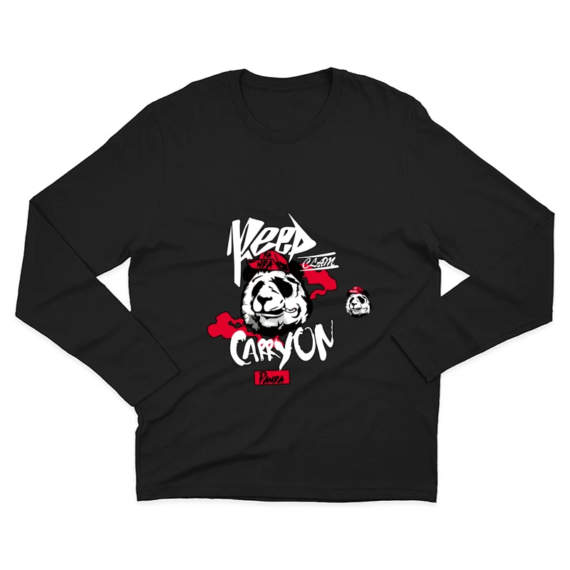 Panda-Design: Ruhe bewahren Herren Langarm T-Shirt