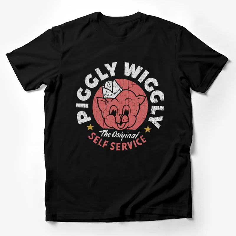 Vintage Pig Self Service Restaurant Logo Design Male T-Shirt