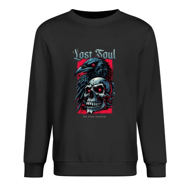 Lost Soul: Gothic Raven and Skull Dark Fantasy Illustration Male Pullover Sweatshirt