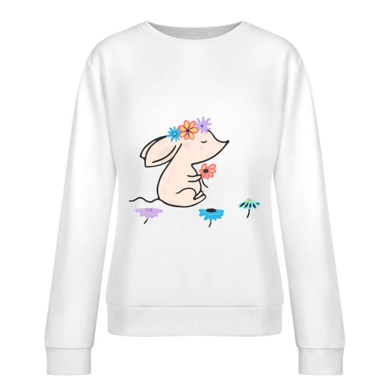 Souris mignonne avec des fleurs Femme Sweat-shirt à enfiler