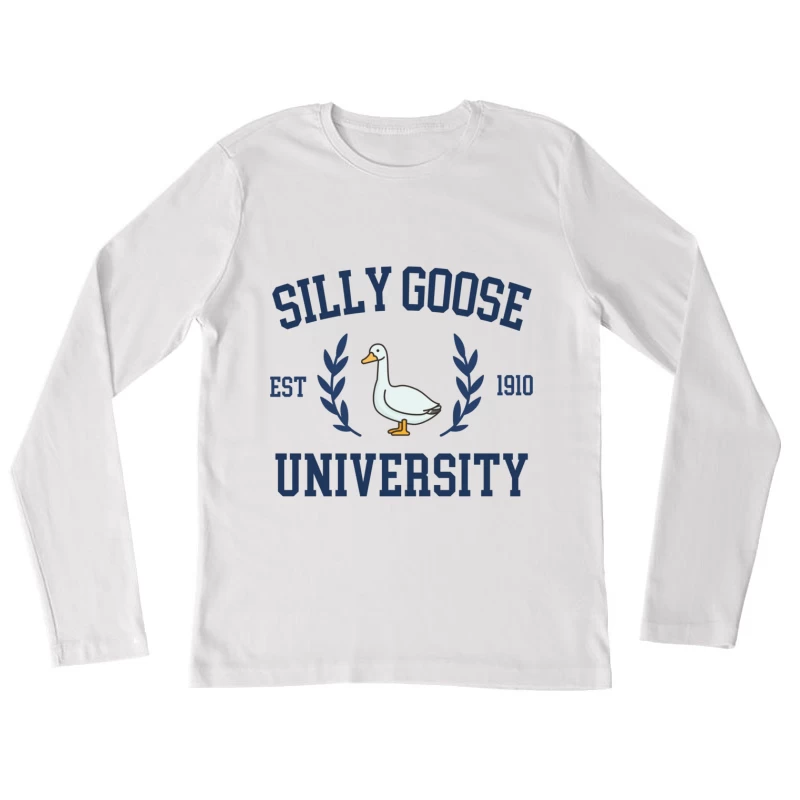 Silly Goose University Vintage-Style Logo Design Female Long Sleeve T-Shirt