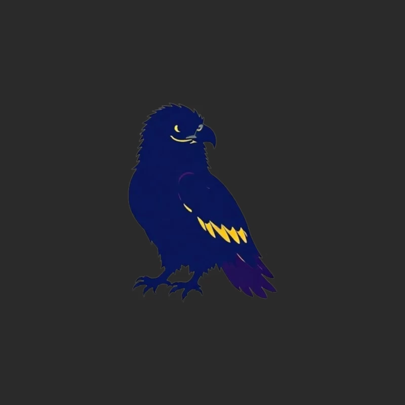 Stylized Navy Blue Raven Mascot Illustration Baseball Cap