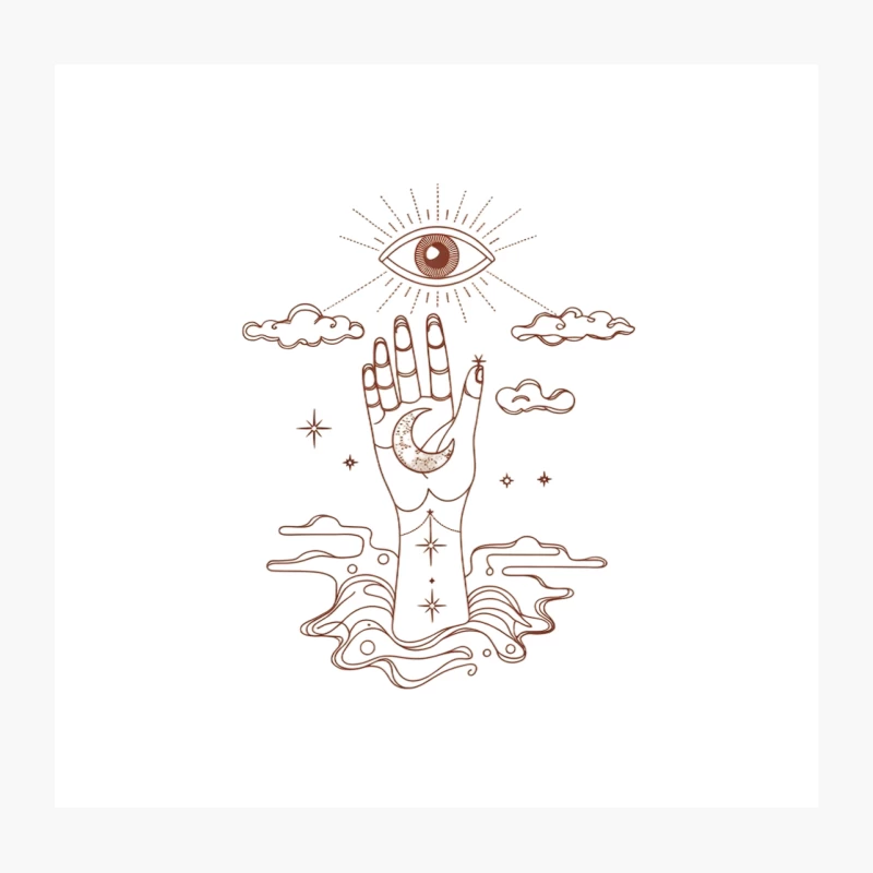 Mystical Hand and All-Seeing Eye in Esoteric Symbolism Throw Pillow