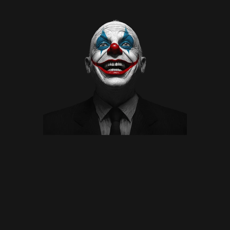 Creepy Artistic Portrait of Dark Suited Clown with Red Nose Male Long Sleeve T-Shirt