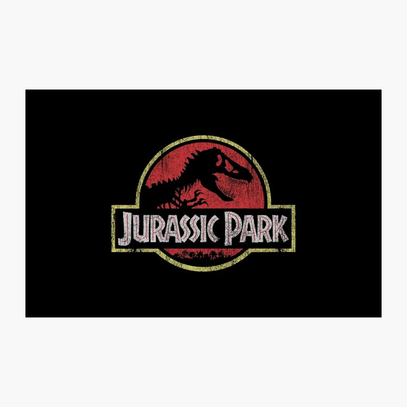 Iconic Jurassic Park Logo with T-Rex Skeleton Travel Mug
