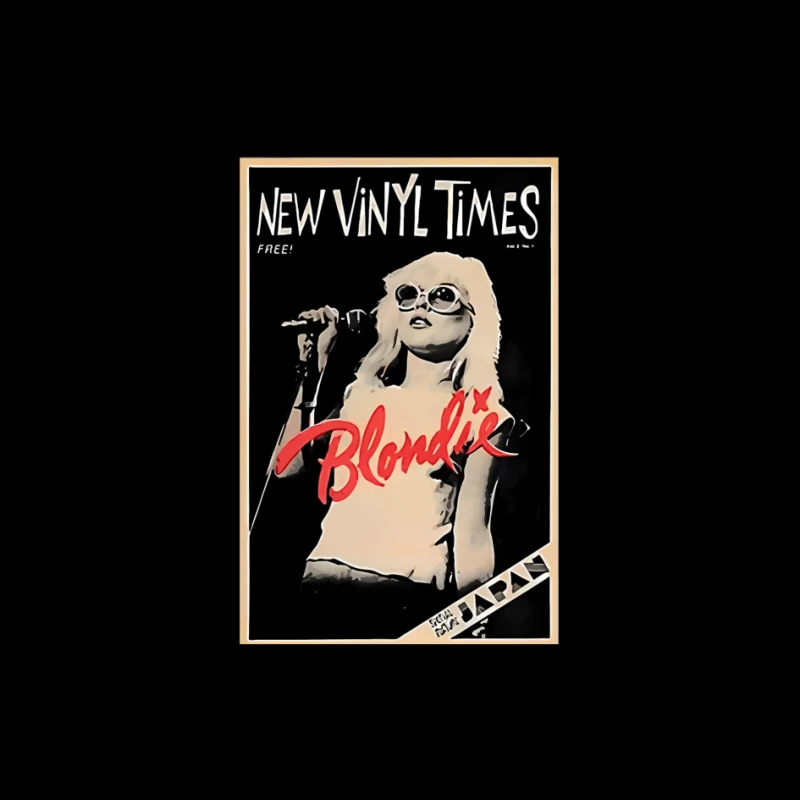 Vintage New Vinyl Times Magazine Cover Featuring Blondie in Black and White Pin