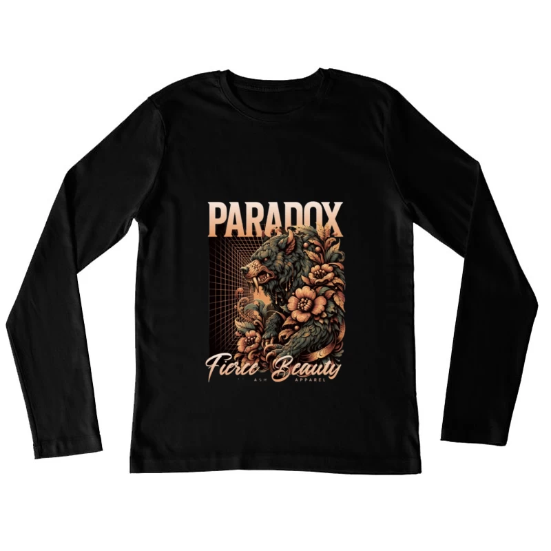 Paradoxe de l'ours, motif floral, beauté féroce Femme Manches Longues T-Shirt