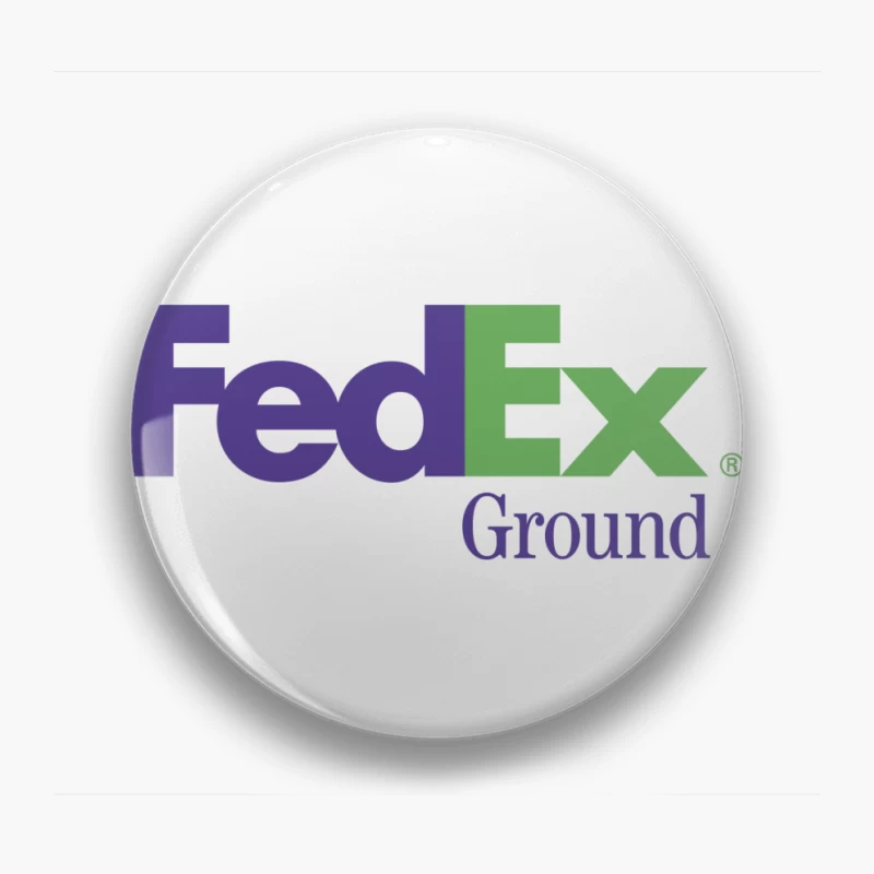 FedEx Ground Corporate Logo - Purple and Green Shipping Company Design Pin