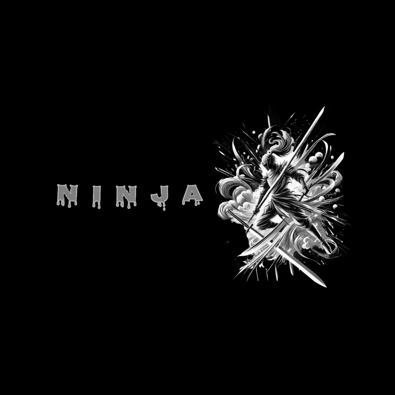 Ninja Artwork in Black and White Tapestry