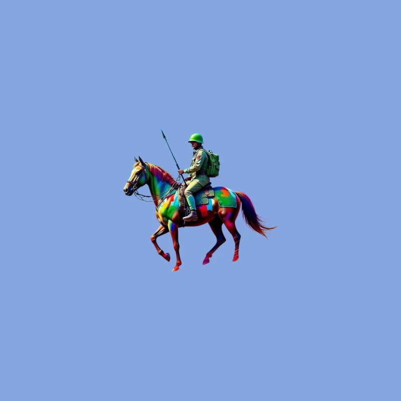 Colorful Military Cavalry Soldier on Horseback Coffee Mug