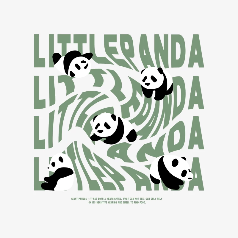Niedliche Pandas auf verzerrtem Text Herren Pullover Sweatshirt