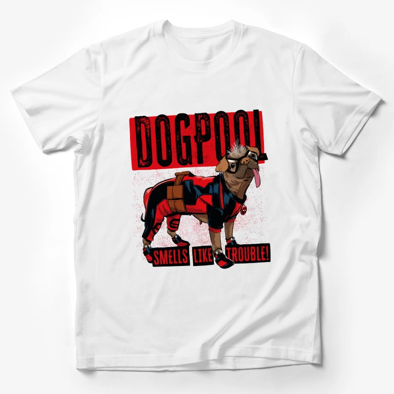 Funny "Dogpool" Pug Superhero Comic Style T-Shirt Design Male T-Shirt