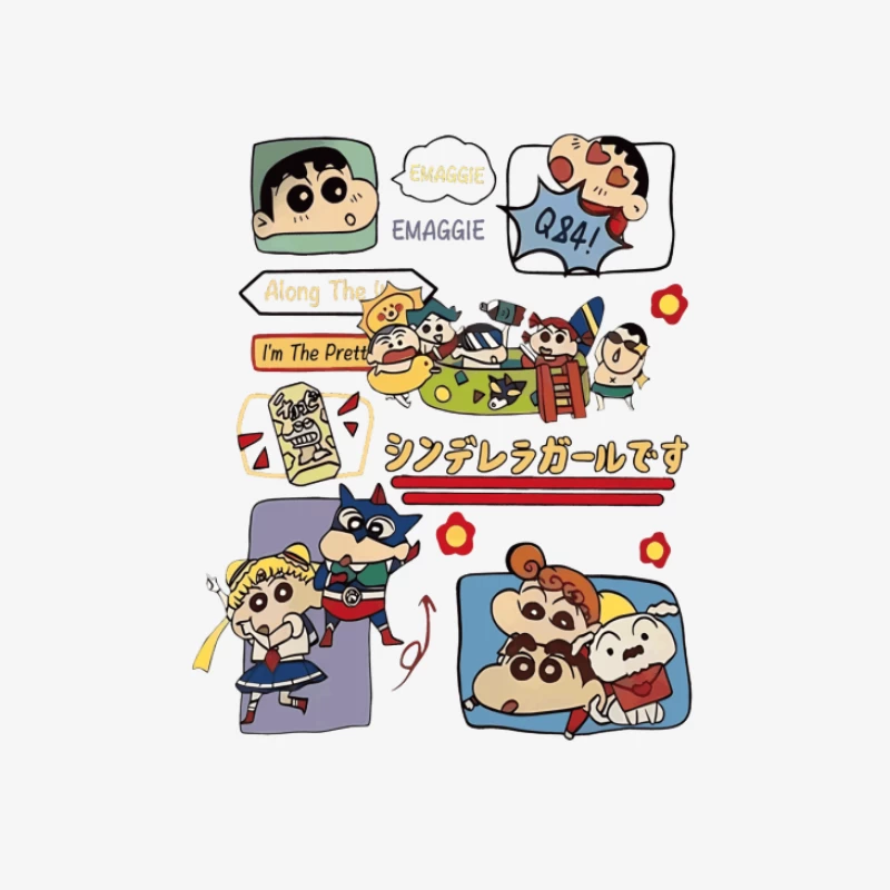 Lustige Anime-Charaktere und bunte Designs Herren Langarm T-Shirt