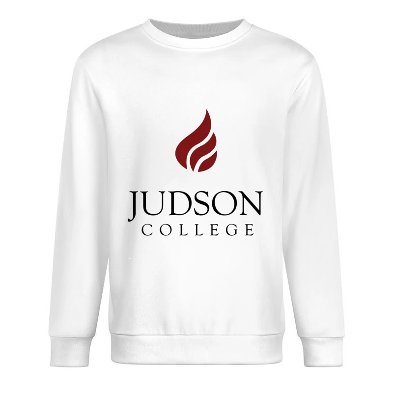 Judson College Educational Institution Logo with Red Flame Symbol Male Pullover Sweatshirt